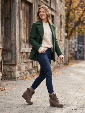 UGG Kriston Waterproof Suede Leather Wedge Boots – Mole / Grey – Women’s 9.5